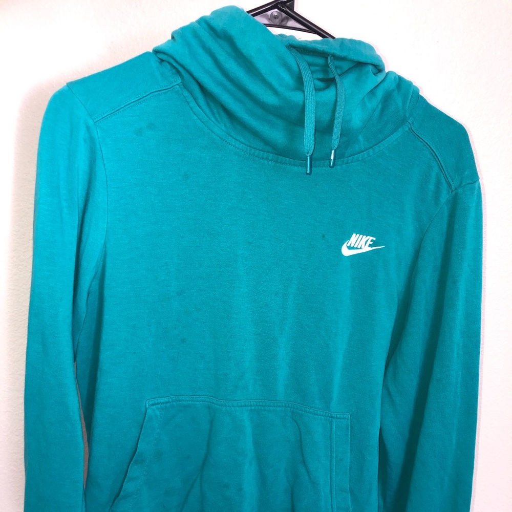 Nike Teal Cowl Pullover Hoodie Drawstring M